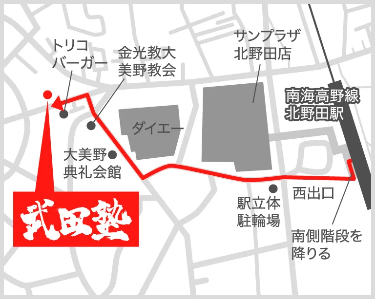 武田塾北野田校の地図