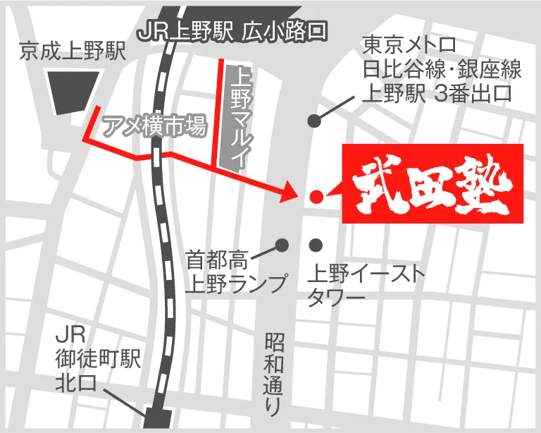 武田塾上野校の地図