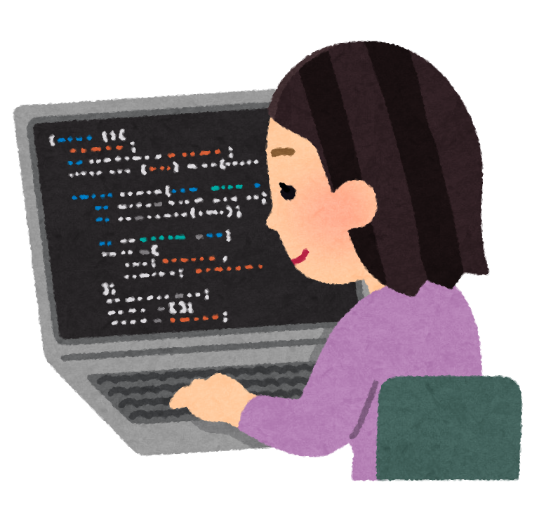 コンピュータプログラミングをする女性のイラスト
