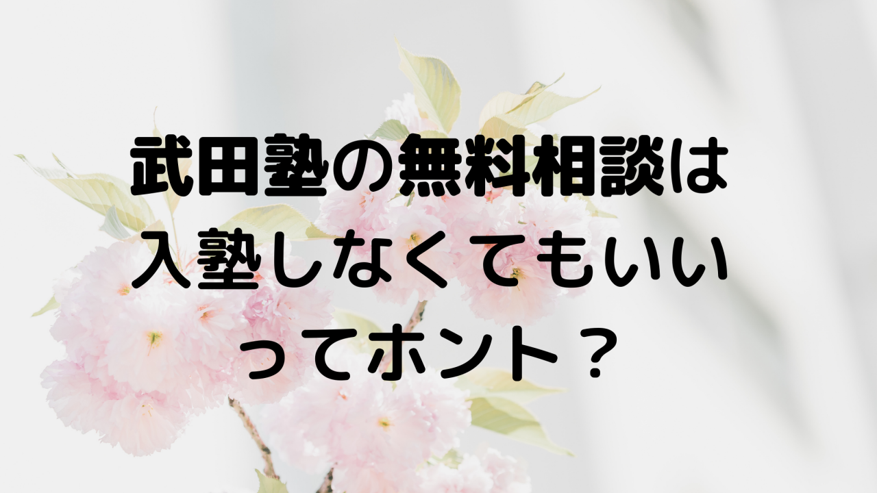【Q&A】武田塾の無料相談は入塾しなくてもいいってホント？