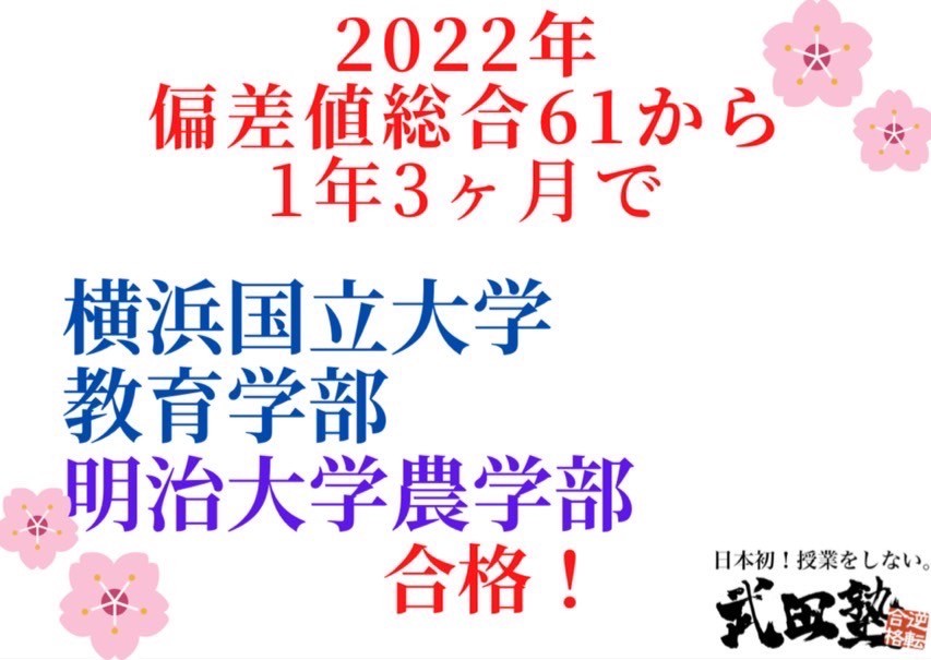 【2022年】　2年連続横浜国立大学合格者が出ました！　武田塾鶴見校　