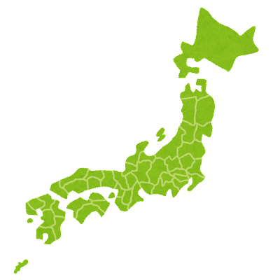 日本地図のイラスト（都道府県ごとに区切り）