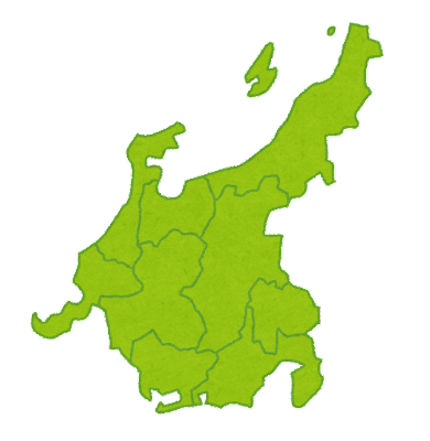 中部地方の地図のイラスト（地方区分）