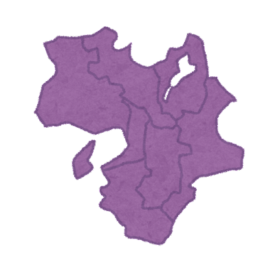 近畿地方の地図のイラスト（地方区分）