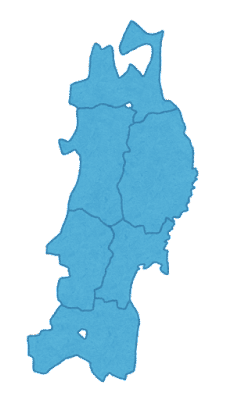 東北地方の地図のイラスト（地方区分）