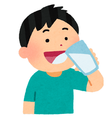 水を飲んでいる男の子のイラスト