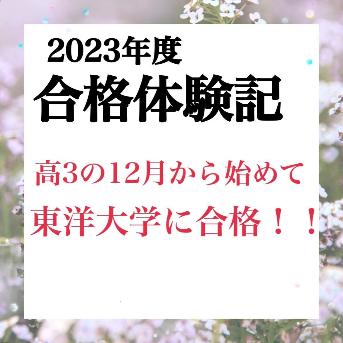 【合格体験記2024】高3の12月から始めて東洋大学に合格！