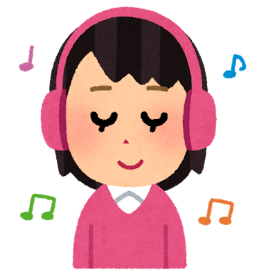 音楽を聴く女の子　イラスト