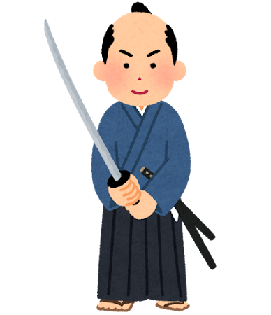 日本刀を構える男性のイラスト（武士）