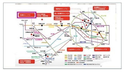 中央大学　多摩キャンパス　アクセスマップ