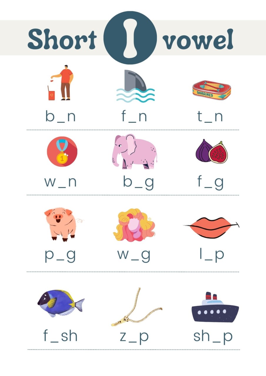 Illustrative Phonics Short I Vowel Early Literacy English Worksheet