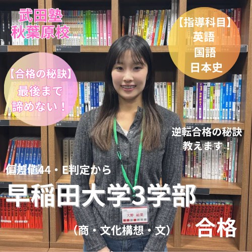 E判定・偏差値44から逆転合格！　早稲田大学　商学部　大野先生