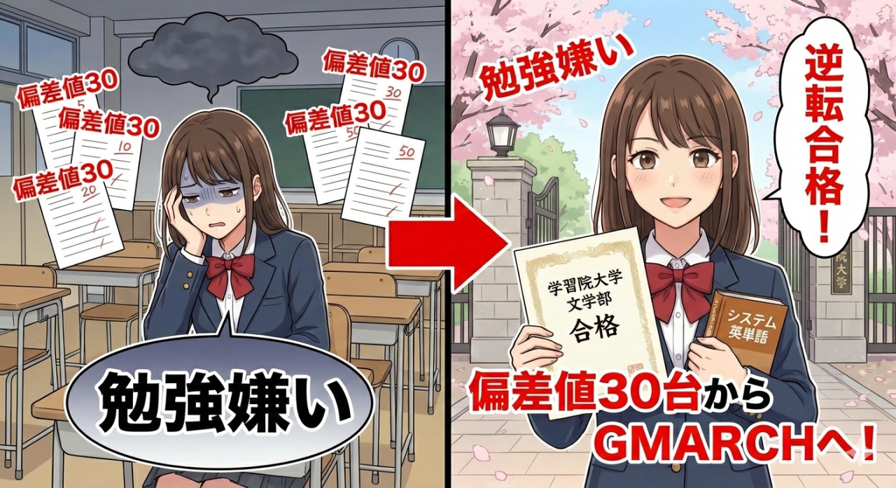 【学習院合格】勉強嫌い・偏差値30台からGMARCHへ逆転