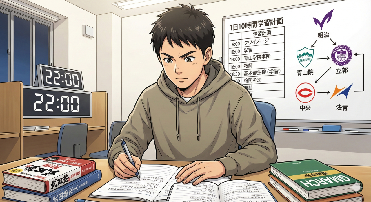 【草加】MARCH全落ちから逆襲！初日から1日10時間勉強の秘密