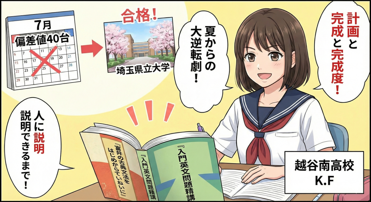 【越谷南】高3夏・偏差値40台から埼玉県立大学へ！逆転合格劇