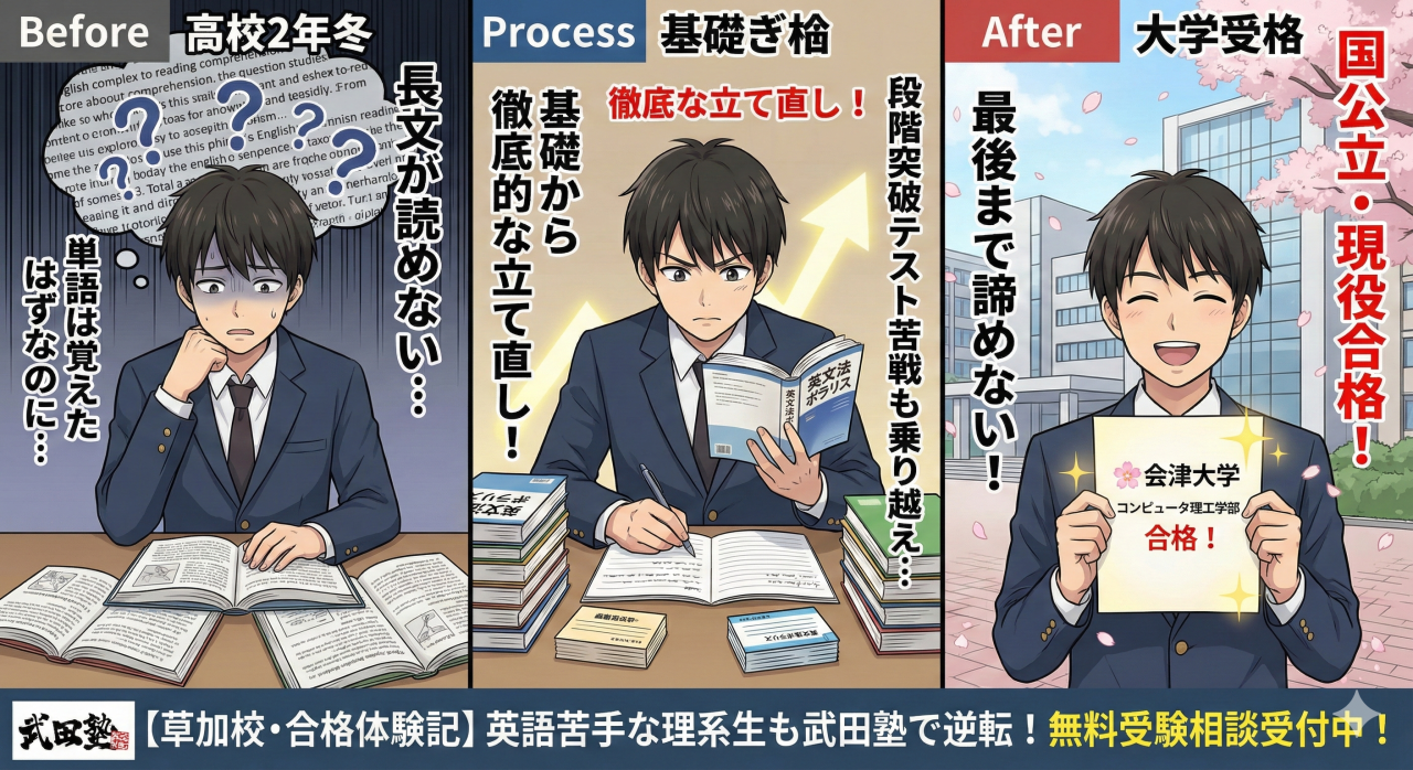 【会津大合格】英語長文が読めない…基礎徹底で掴んだ国公立現役合格
