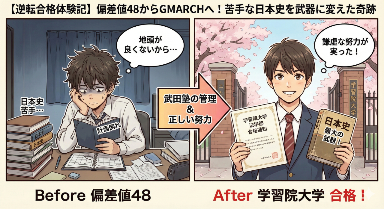 【学習院合格】偏差値48から逆転！苦手な日本史が最強の武器に