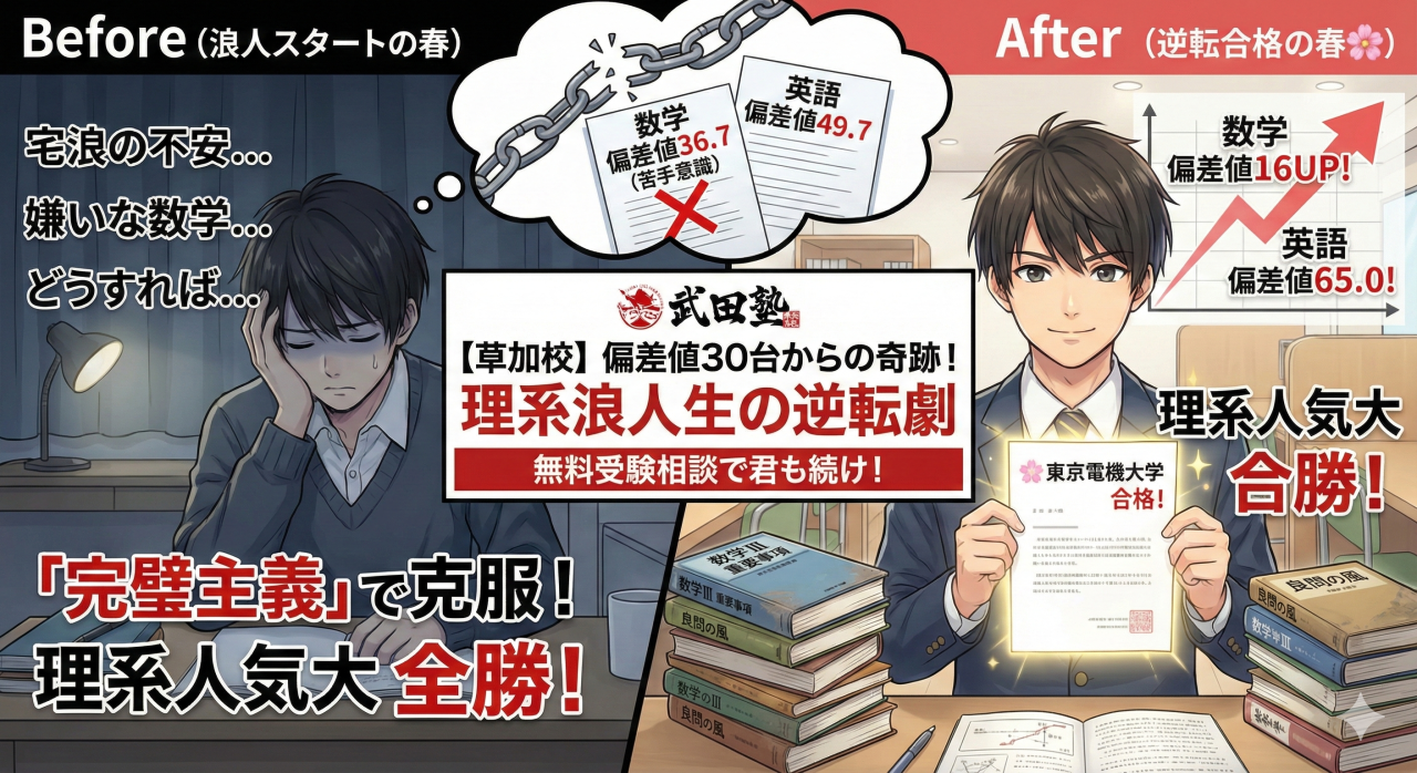 【東京電機大】数学偏差値36.7から逆転！英語65へ覚醒の軌跡