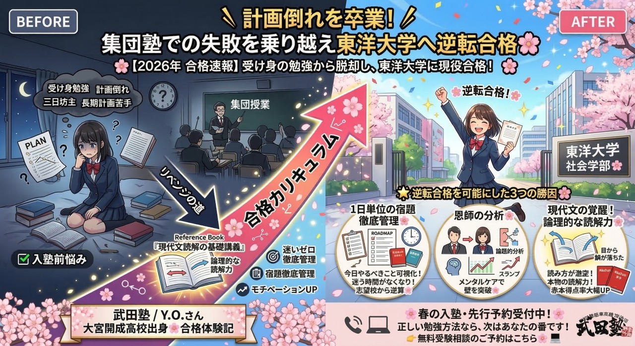 計画倒れから東洋大へ逆転合格！徹底管理とメンタルサポートの力