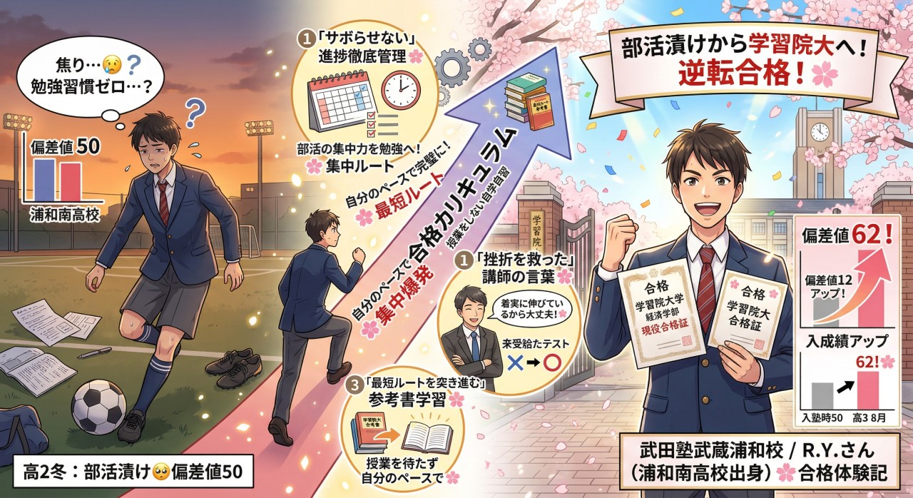 部活漬けから学習院大へ大逆転合格！偏差値50から62へ急上昇