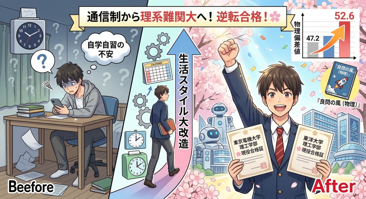 通信制高校から東京電機大・東洋大へ逆転合格！生活スタイル改善