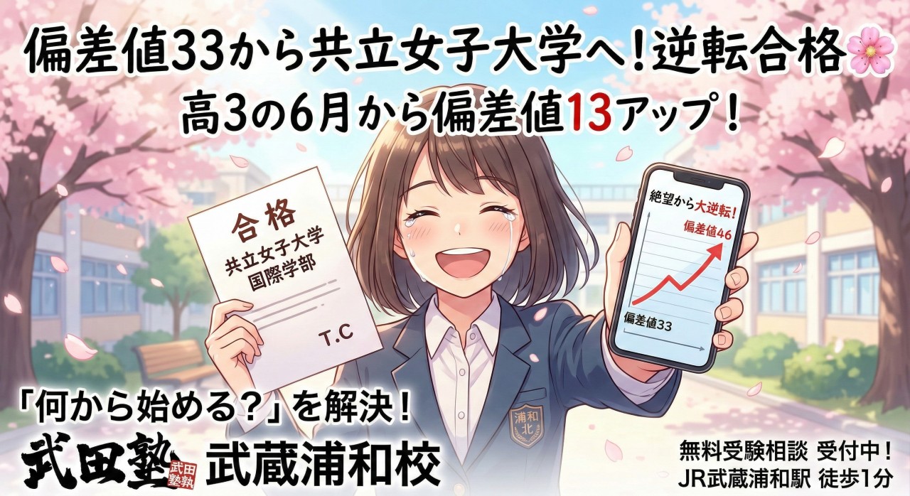 偏差値33から共立女子大へ逆転合格！高3の6月から間に合った勝因