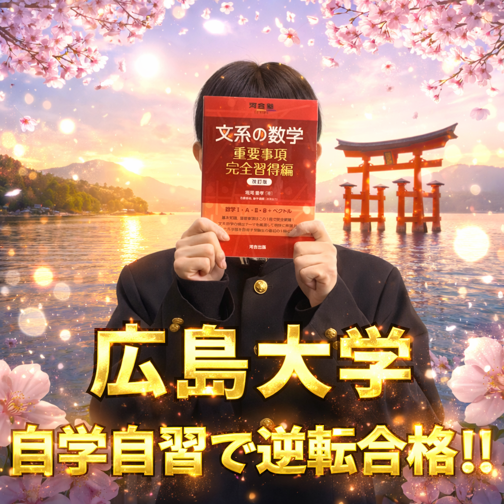 【合格体験記】スタートが遅れたが自学自習で広島大学に逆転合格！！