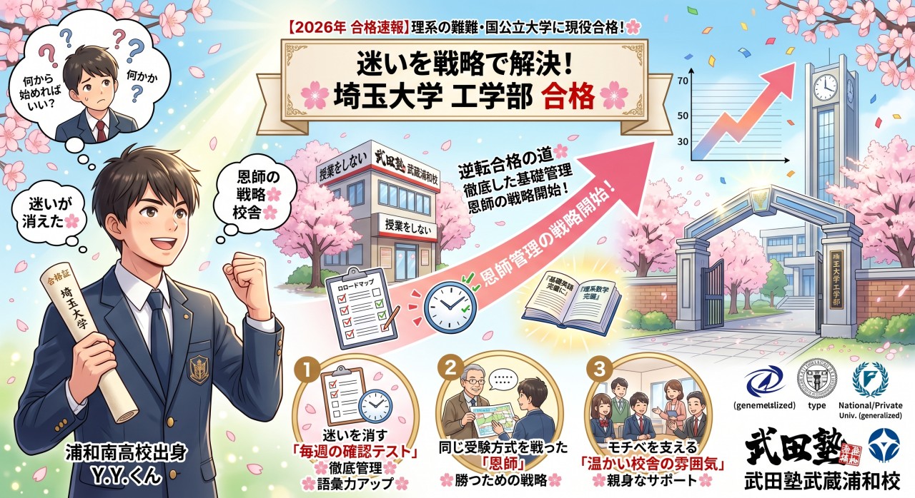 迷いを断ち切り埼玉大学へ現役合格！同じ境遇の恩師との必勝戦略