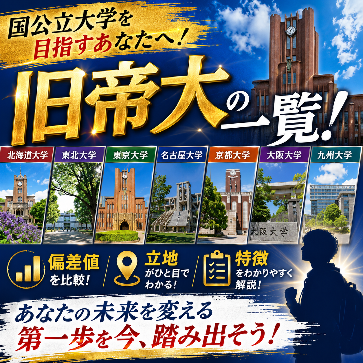 旧帝大の一覧！国公立大学を目指すあなたへ！偏差値・立地・特徴