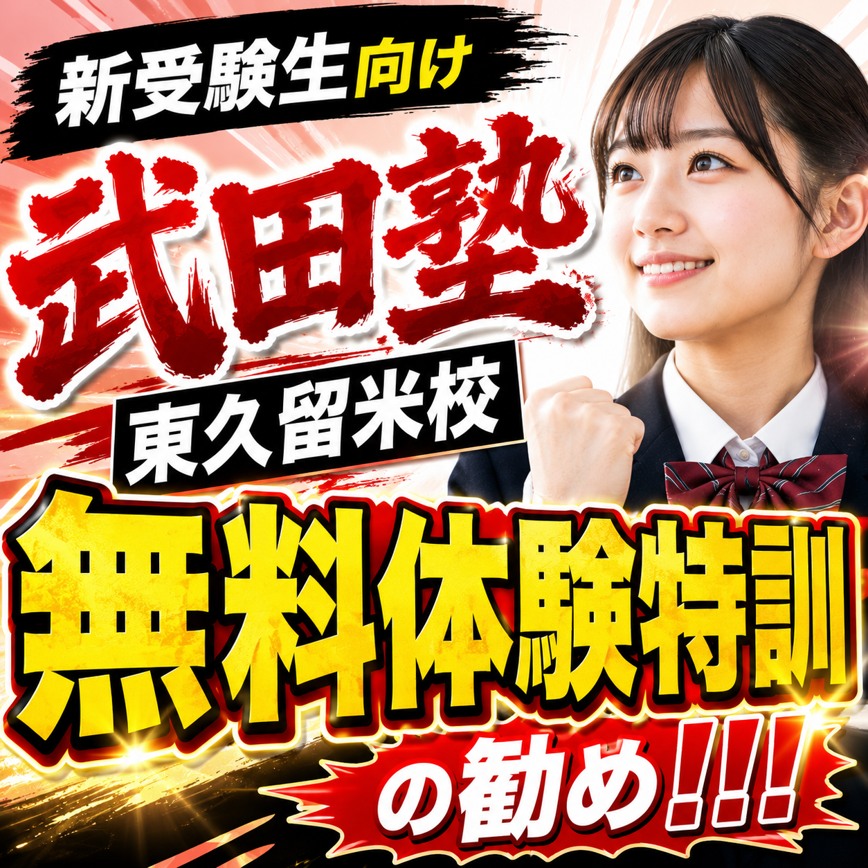 【新受験生向け】武田塾東久留米校無料体験特訓の勧め！！！
