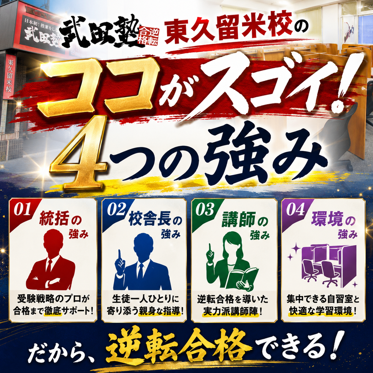 武田塾東久留米校のココがスゴイ！統括・校舎長・講師など４つの強み