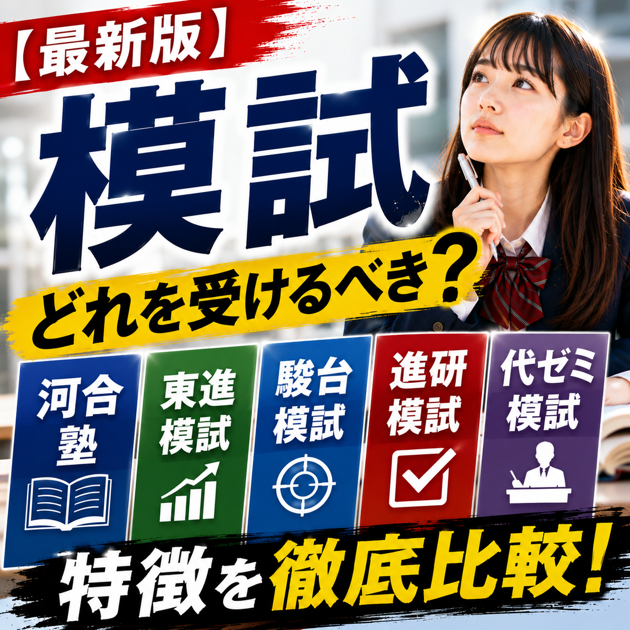 【最新版】模試どれを受けるべき？｜河合・東進・駿台・進研・代ゼミ