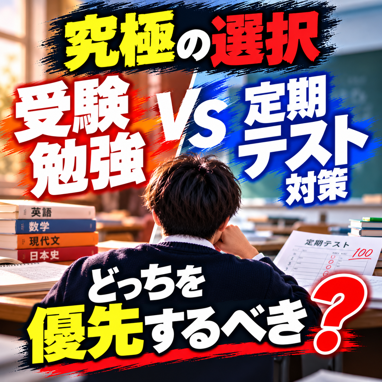 【究極の選択】受験勉強と定期テスト対策どっちを優先するべき？
