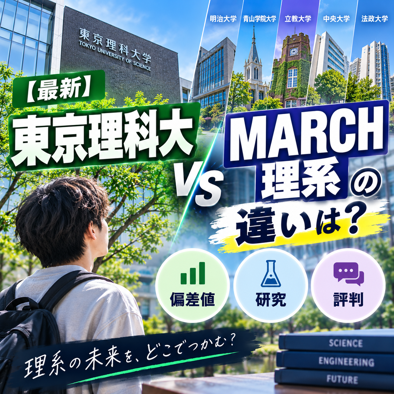 【最新】東京理科大とMARCH理系の違いは？偏差値・研究・評判