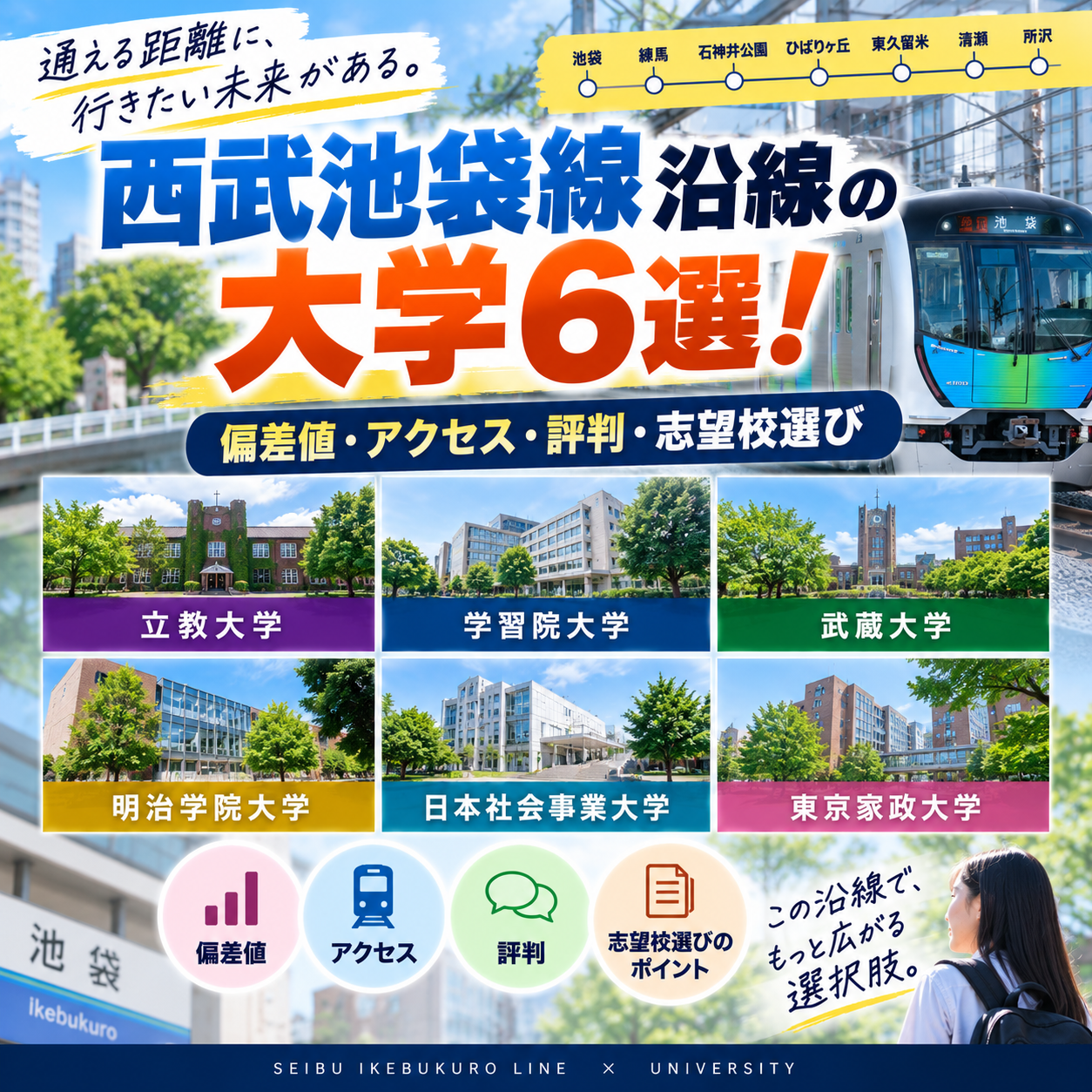 西武池袋線沿線の大学６選！偏差値・アクセス・評判・志望校選び