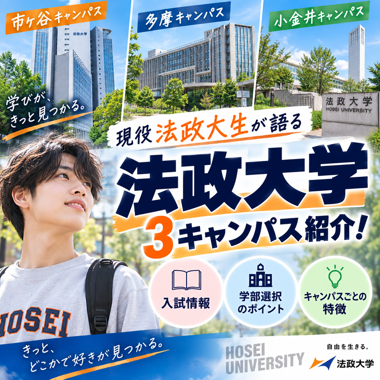 現役法政大生が語る法政大学３キャンパス紹介！入試情報・学部選択