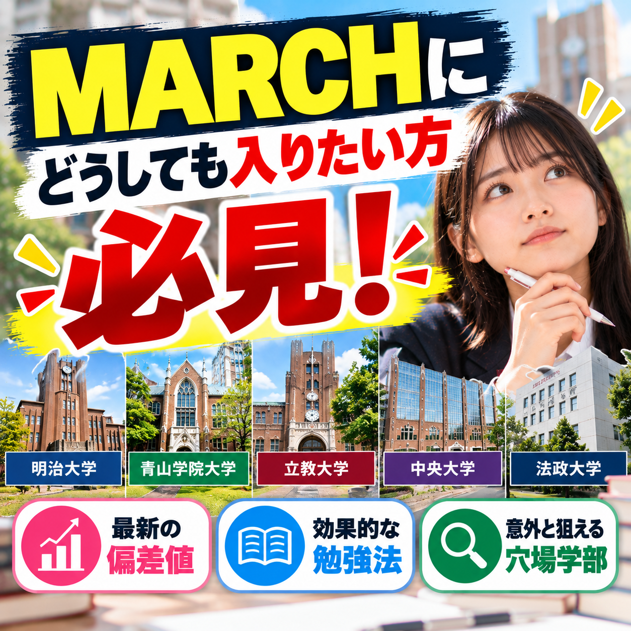 MARCHにどうしても入りたい方必見！｜大学受験・偏差値・穴場
