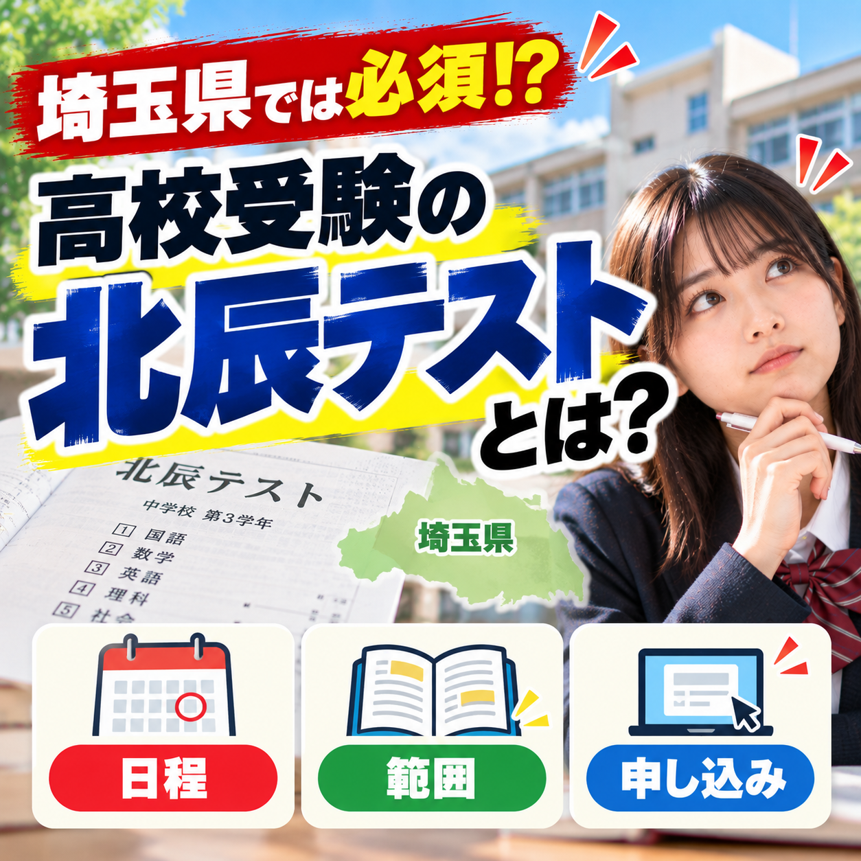 埼玉県では必須⁉高校受験の北辰テストとは？日程・範囲・申し込み